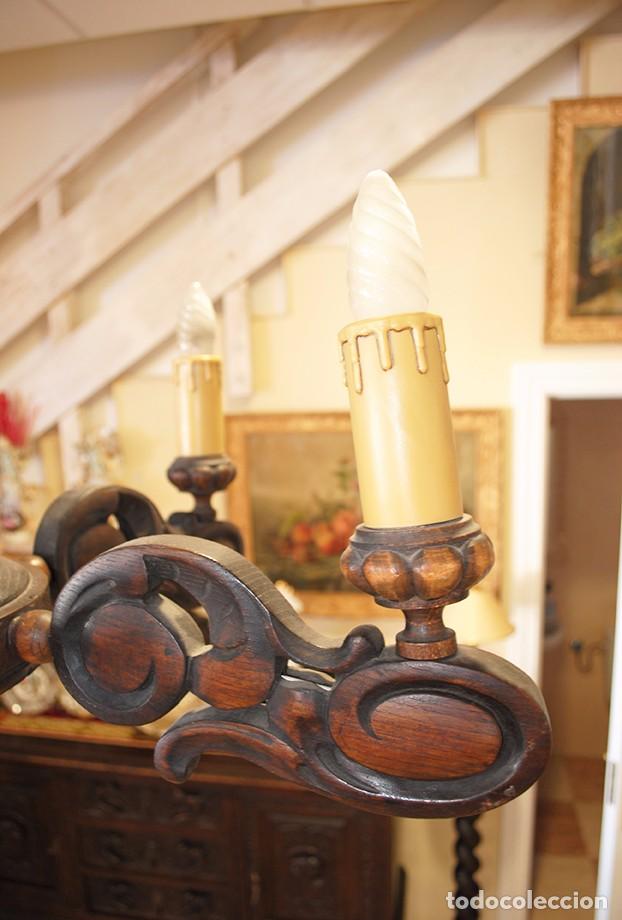 Antig&uuml;edades: L&Aacute;MPARA ANTIGUA DE MADERA DE 5 BRAZOS - Foto 2