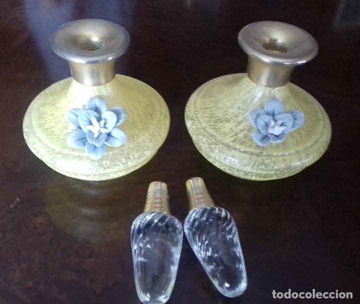 Antig&uuml;edades: JUEGO DE TOCADOR DE CRISTAL AMARILLO. - Foto 6