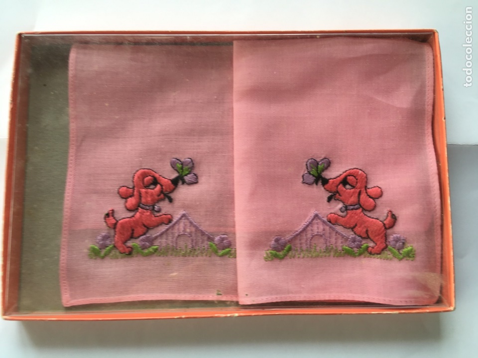 Antig&uuml;edades: Pa&ntilde;uelos de Algod&oacute;n de como Rosa Bordados (h.1960) - Foto 1