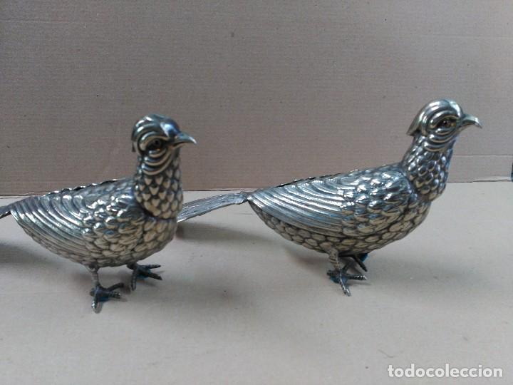 Antig&uuml;edades: Pareja de faisanes en alpaca - Foto 3