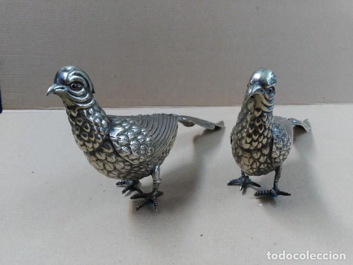 Antig&uuml;edades: Pareja de faisanes en alpaca - Foto 6