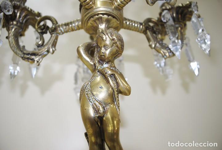 Antig&uuml;edades: CANDELABROS ANTIGUOS DE BRONCE CON 6 BRAZOS - Foto 6