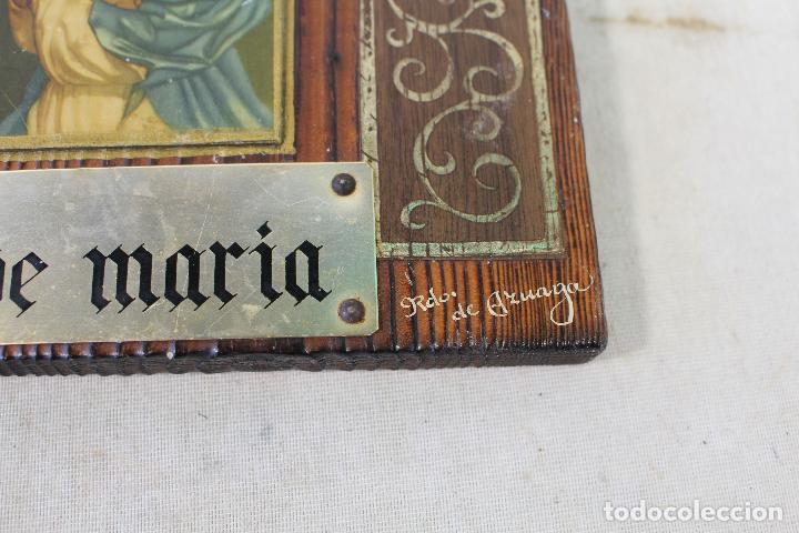 Antig&uuml;edades: ave maria en madera con lamina y dibujos a mano - Foto 4