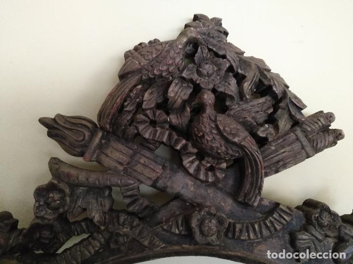 Antig&uuml;edades: MARCO ESPEJO TALLADO EN MADERA EPOCA BARROCO - Foto 2