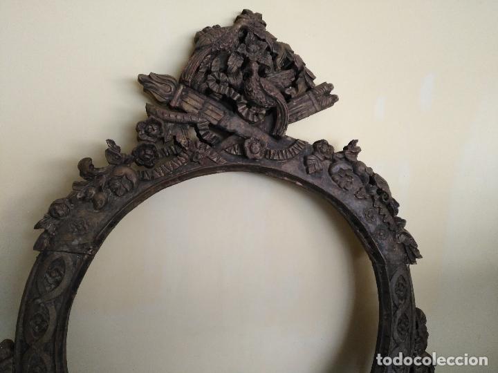 Antig&uuml;edades: MARCO ESPEJO TALLADO EN MADERA EPOCA BARROCO - Foto 5