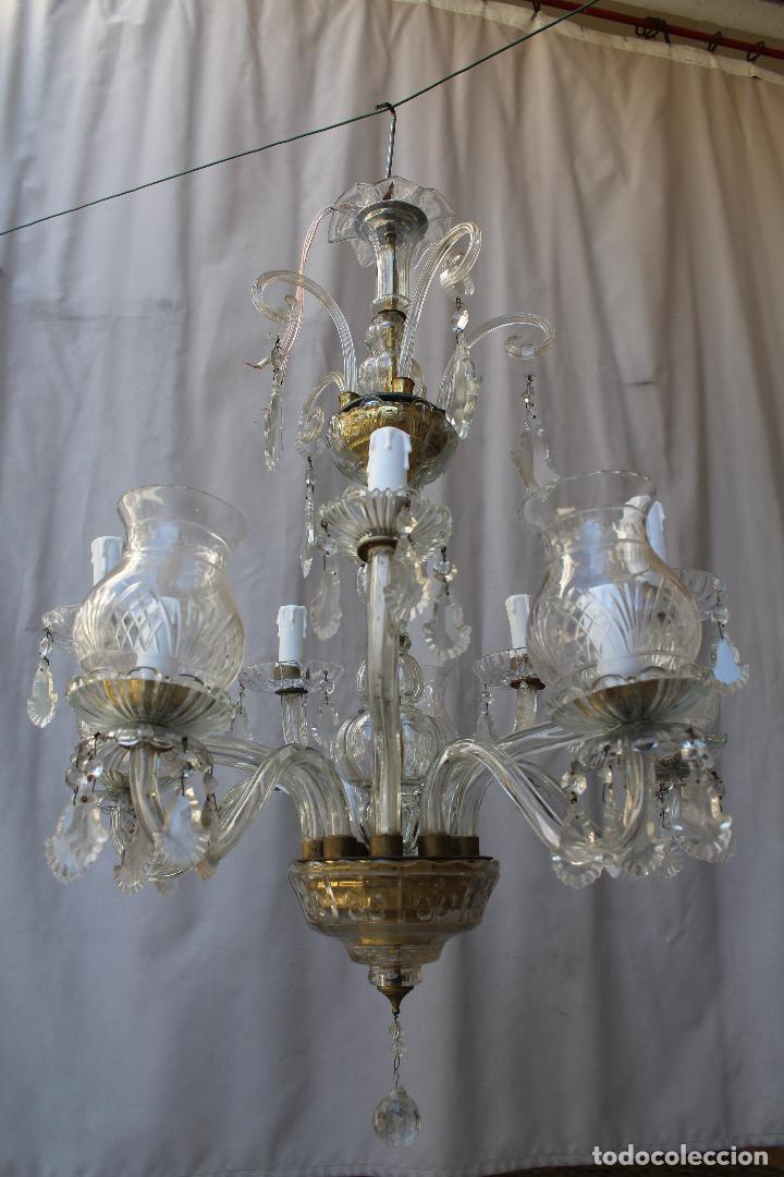Antig&uuml;edades: lampara de techo con cristales de roca 10 luces - Foto 1
