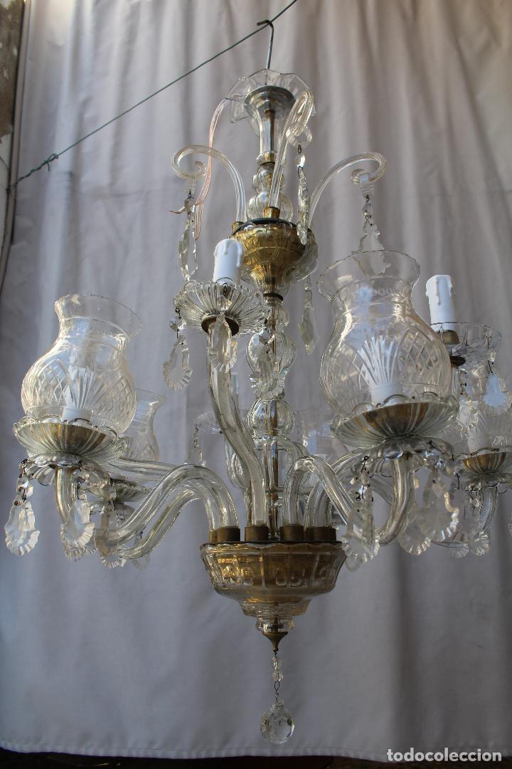Antig&uuml;edades: lampara de techo con cristales de roca 10 luces - Foto 3