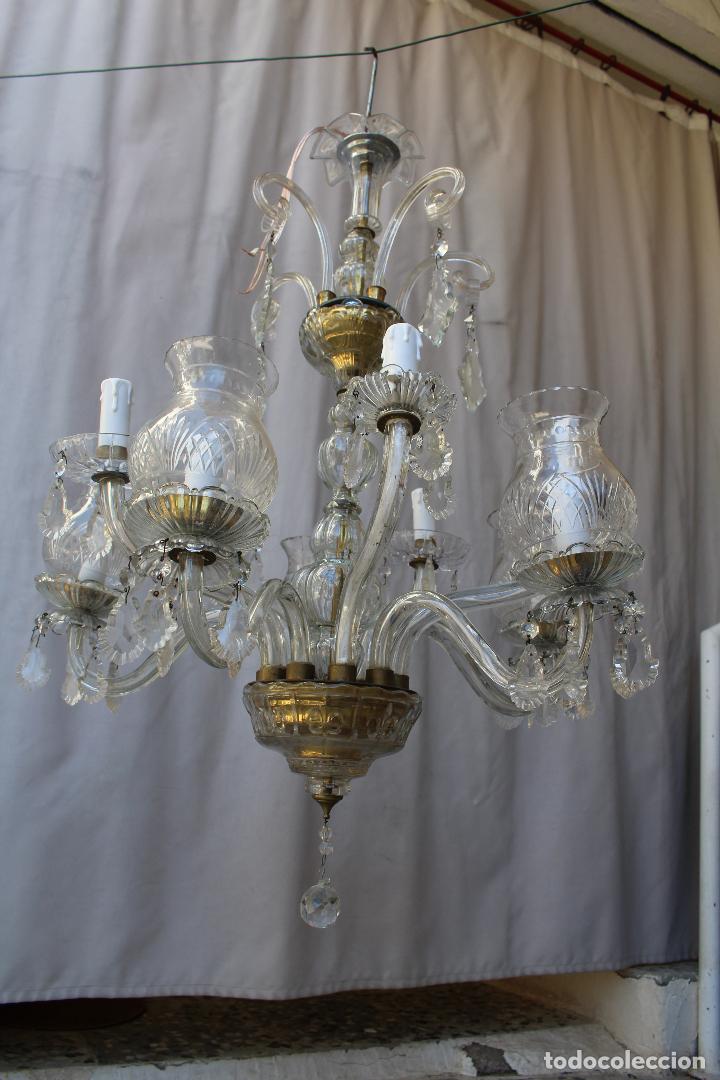 Antig&uuml;edades: lampara de techo con cristales de roca 10 luces - Foto 4