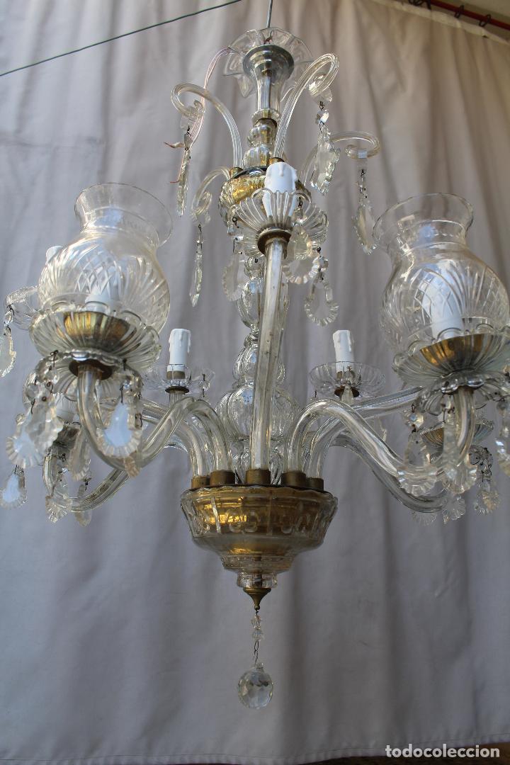 Antig&uuml;edades: lampara de techo con cristales de roca 10 luces - Foto 5
