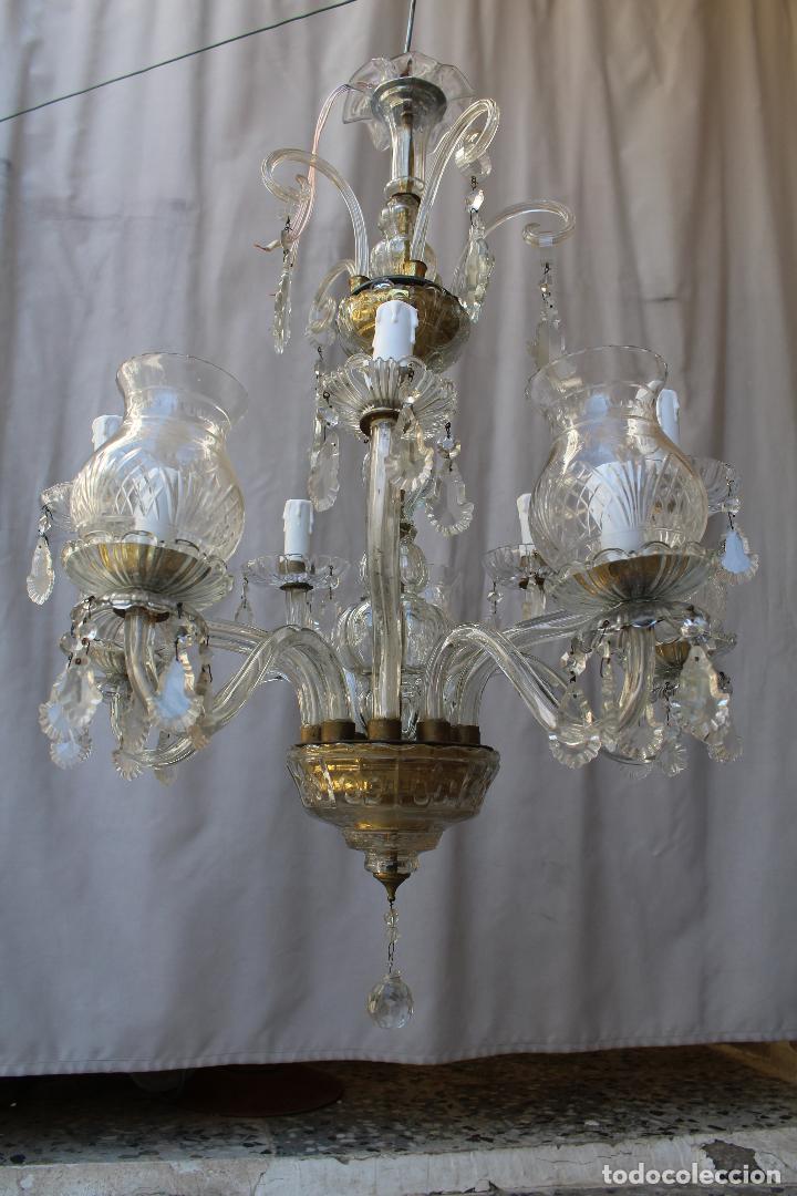 Antig&uuml;edades: lampara de techo con cristales de roca 10 luces - Foto 6