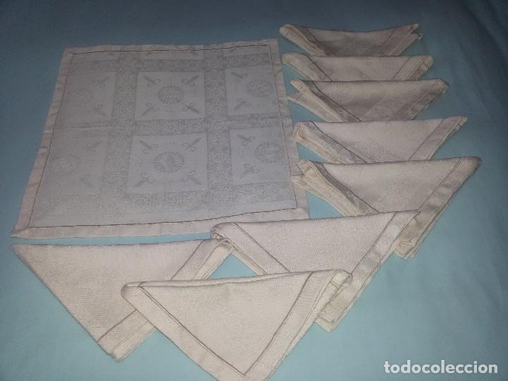 Antig&uuml;edades: OCHO SERVILLETAS ADAMASCADAS-BEIGE-ALGOD&Oacute;N - Foto 2