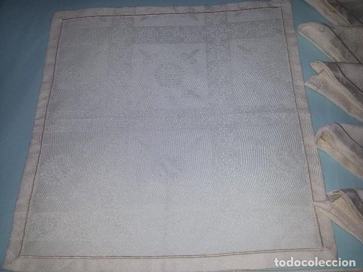 Antig&uuml;edades: OCHO SERVILLETAS ADAMASCADAS-BEIGE-ALGOD&Oacute;N - Foto 3
