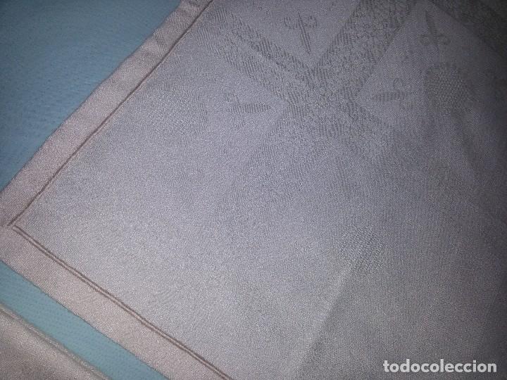 Antig&uuml;edades: OCHO SERVILLETAS ADAMASCADAS-BEIGE-ALGOD&Oacute;N - Foto 4