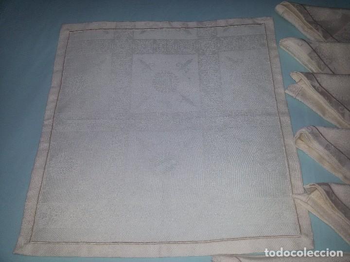 Antig&uuml;edades: OCHO SERVILLETAS ADAMASCADAS-BEIGE-ALGOD&Oacute;N - Foto 5
