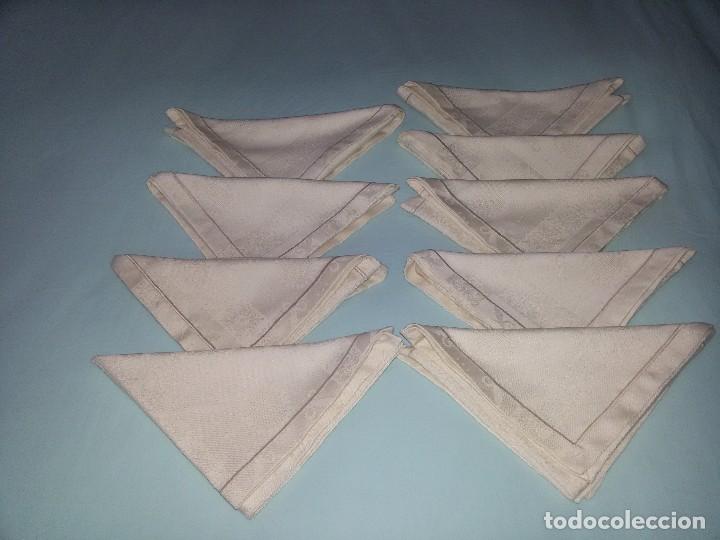 Antig&uuml;edades: OCHO SERVILLETAS ADAMASCADAS-BEIGE-ALGOD&Oacute;N - Foto 6