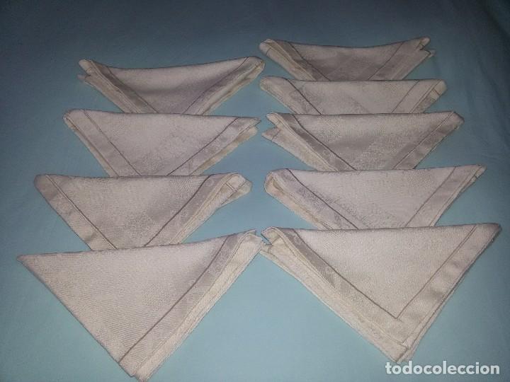 Antig&uuml;edades: OCHO SERVILLETAS ADAMASCADAS-BEIGE-ALGOD&Oacute;N - Foto 7