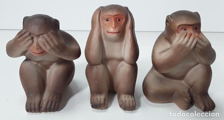conjunto de 3 monos, ver oir callar. cerámica. - Comprar ...