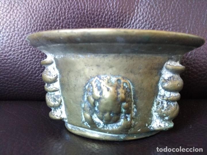 Antiquit&eacute;s: SIGLO XVIII ALMIREZ EN BRONCE CABEZAS INFANTILES BALAUSTRES PERFORADO POR EL USO