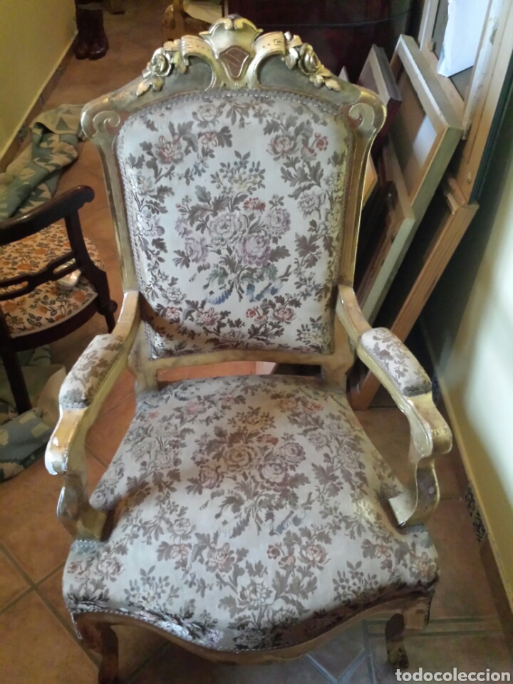 Antig&uuml;edades: Pareja de sillones pan de oro - Foto 2
