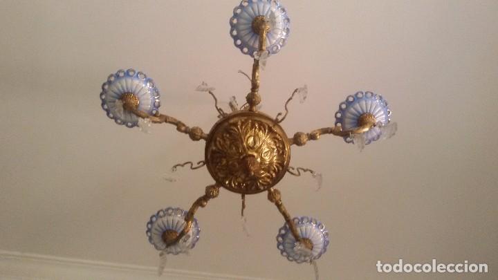 Antig&uuml;edades: L&aacute;mpara de porcelana y bronce - Foto 1
