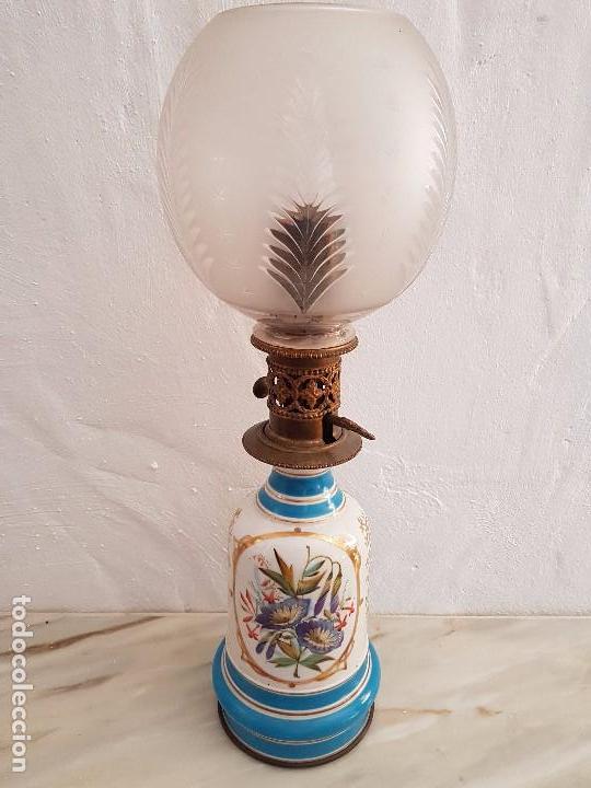 Antig&uuml;edades: QUINQU&Eacute; DE PORCELANA CON GUARNICI&Oacute;N - Foto 3