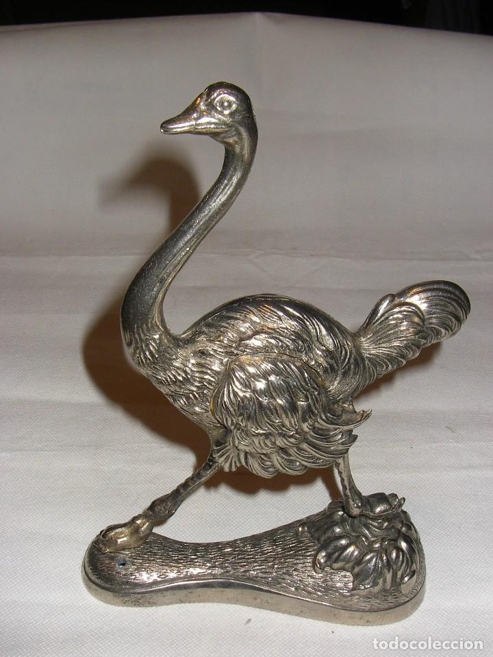 Antig&uuml;edades: Bonito avestruz de metal niquelado