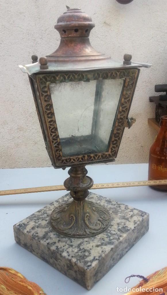 Antig&uuml;edades: FAROL DE IGLESIA. SOBRE PEANA DE M&Aacute;RMOL: - Foto 1