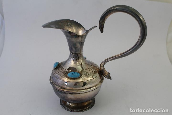 Antig&uuml;edades: jarra plateada con turquesas - Foto 1