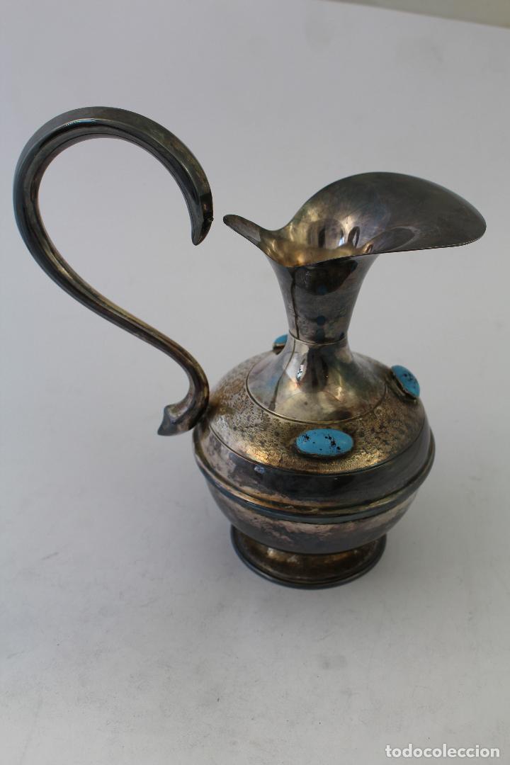 Antig&uuml;edades: jarra plateada con turquesas - Foto 2