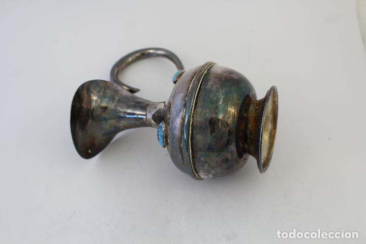 Antig&uuml;edades: jarra plateada con turquesas - Foto 4