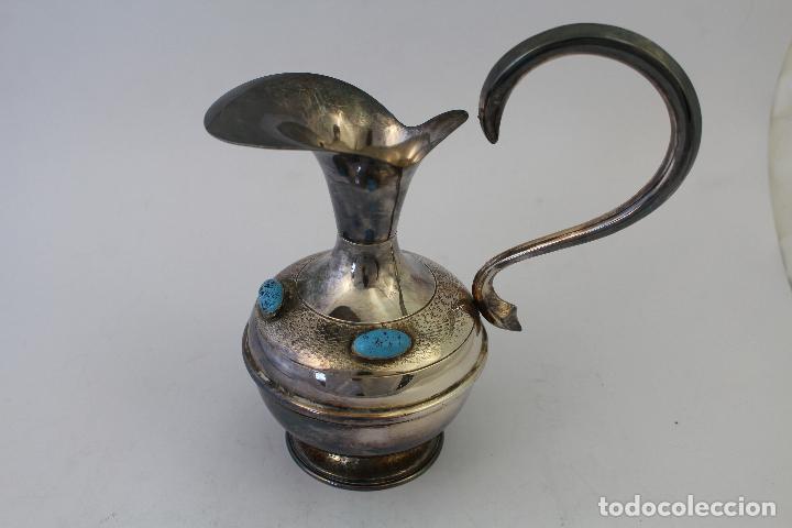 Antig&uuml;edades: jarra plateada con turquesas - Foto 5