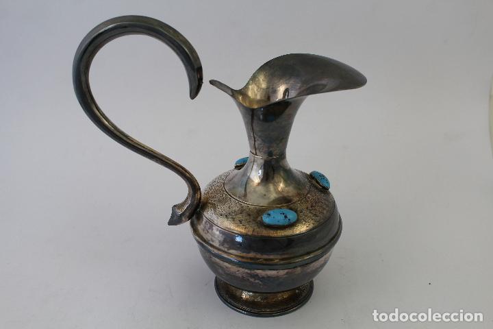 Antig&uuml;edades: jarra plateada con turquesas - Foto 6
