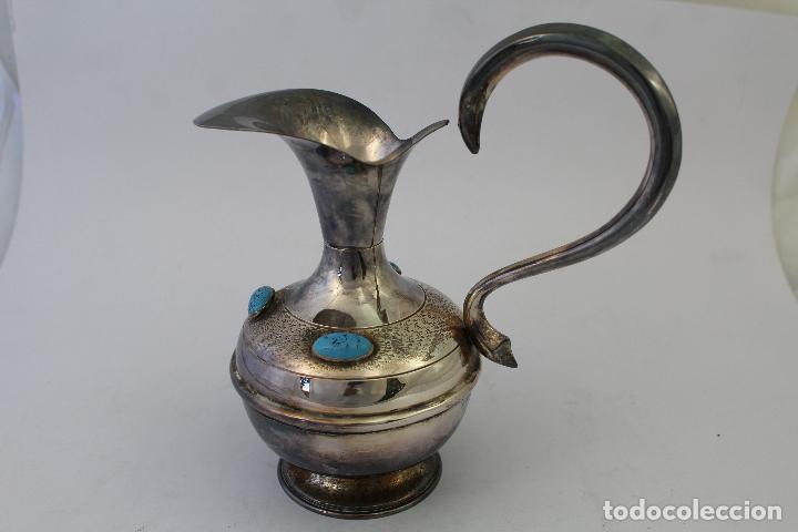 Antig&uuml;edades: jarra plateada con turquesas - Foto 7