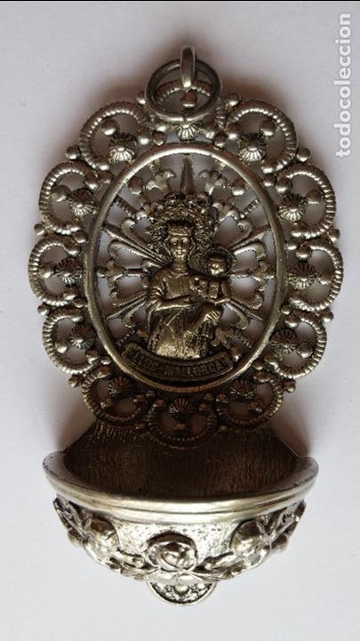 Antig&uuml;edades: Benditera de la virgen de llug ,mallorca de 10,5 x 6 cms - Foto 1