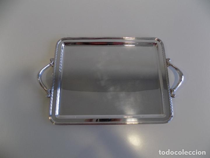 Antig&uuml;edades: Bandeja Rectangular de Alpaca Con Asas. Nueva!! - Foto 2