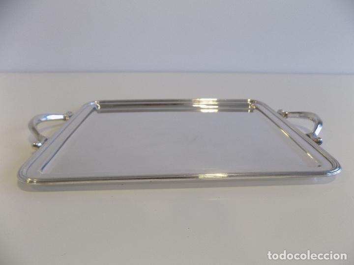 Antig&uuml;edades: Bandeja Rectangular de Alpaca Con Asas. Nueva!! - Foto 3