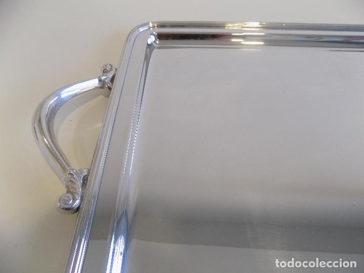 Antig&uuml;edades: Bandeja Rectangular de Alpaca Con Asas. Nueva!! - Foto 4