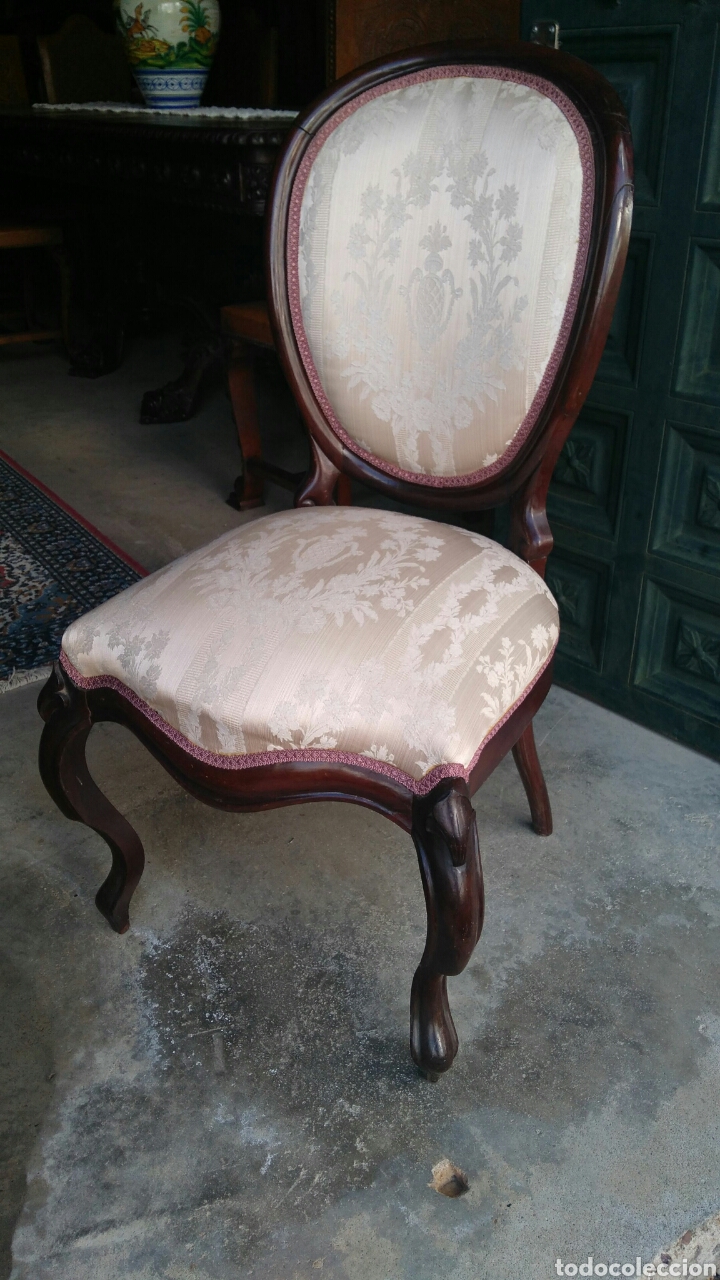 Antig&uuml;edades: Pareja de sillas isabelinas caoba - Foto 2