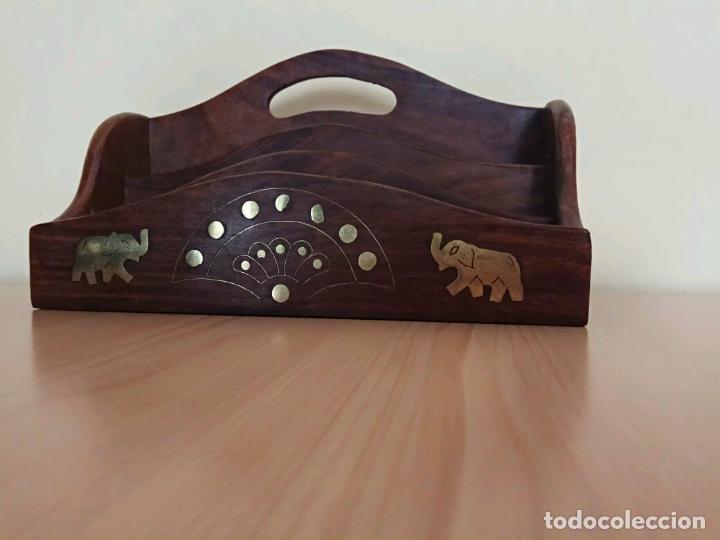 Antigüedades: Mueble cartero escritorio. Años 80. Madera Noble. India Motivos Dorados Decoración Interior Animales - Foto 1 - 83411080