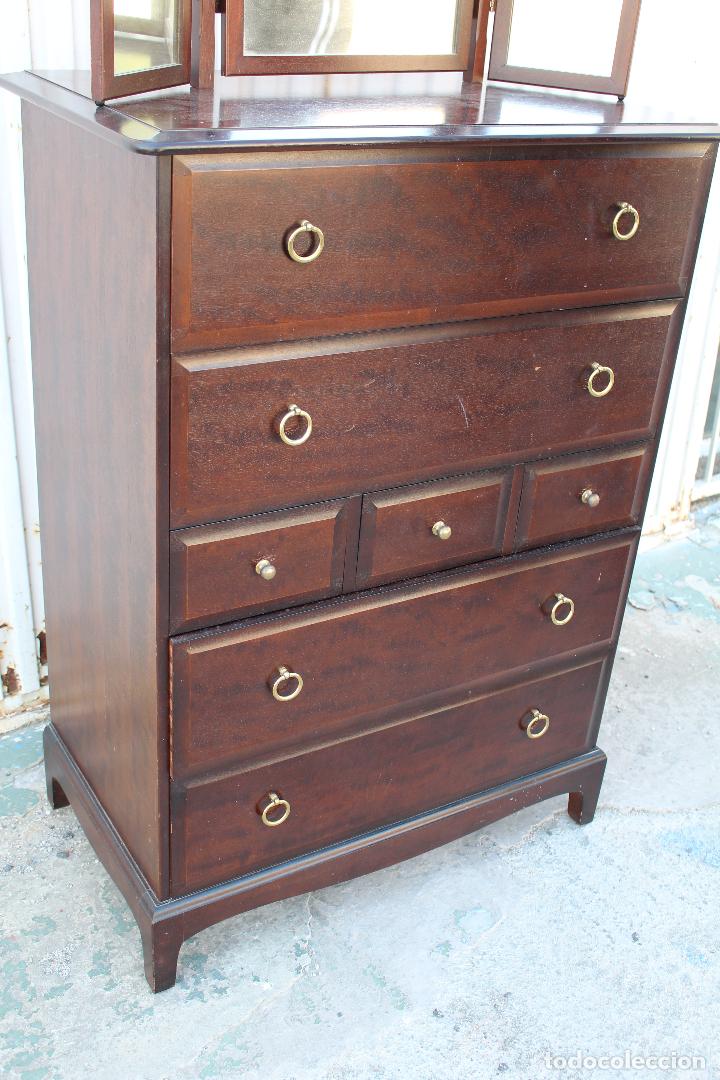 Antig&uuml;edades: comoda en madera con espejo triptico - Foto 4