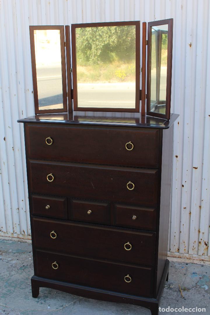 Antig&uuml;edades: comoda en madera con espejo triptico - Foto 6