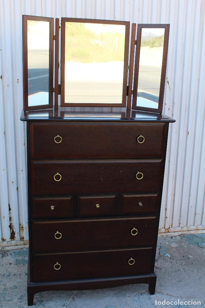 Antig&uuml;edades: comoda en madera con espejo triptico - Foto 7