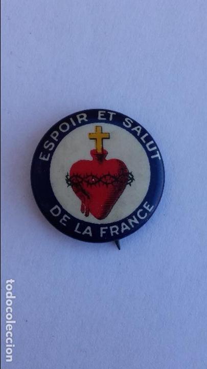 Antig&uuml;edades: Pin de alfiler de corazon con espinas ,frances de 2,1 cms de diametro - Foto 1