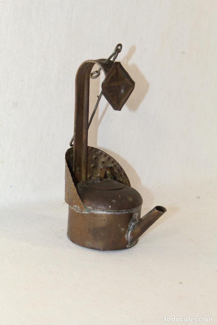 Antig&uuml;edades: candil antiguo de aceite en metal - Foto 5