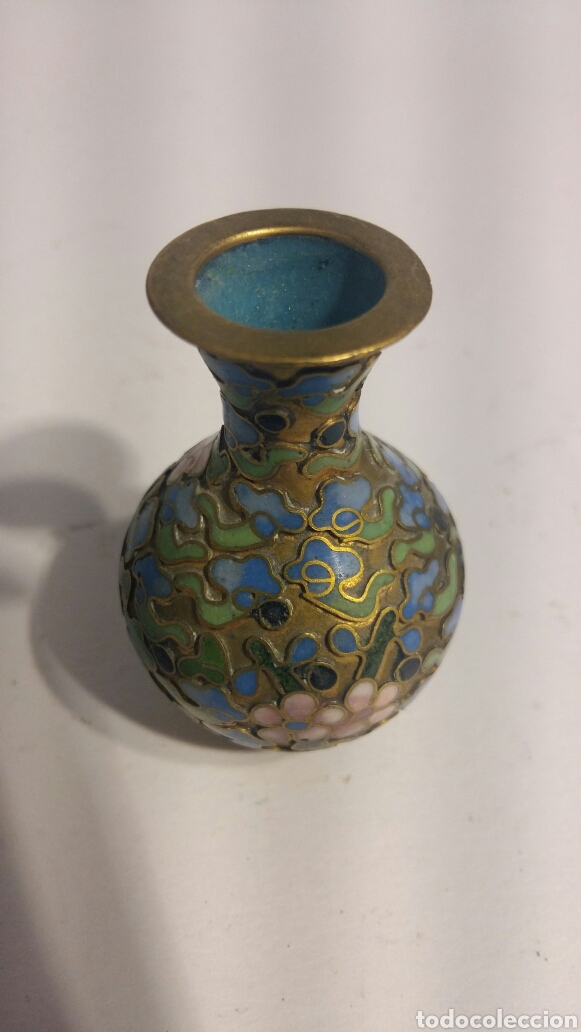 Antig&uuml;edades: Pareja de jarr&oacute;nes en esmalte Cloisonne. - Foto 4