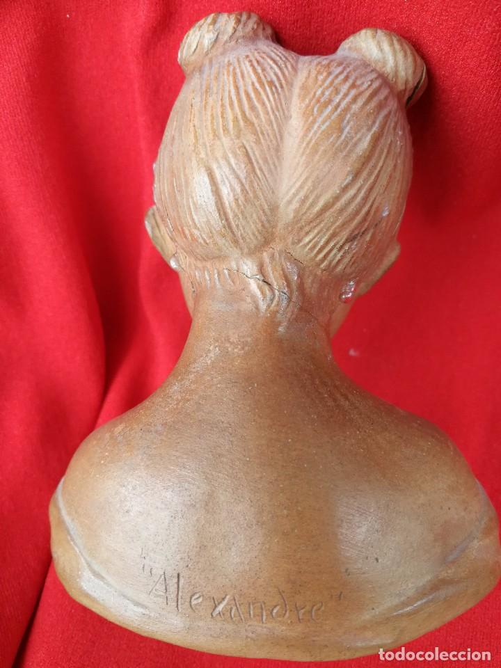 Antig&uuml;edades: ANTIGUO BUSTO ESCULTURA NI&Ntilde;A DE TERRACOTA FIRMADO ALEXANDRE-PRIMERA MITAD S.XX.
