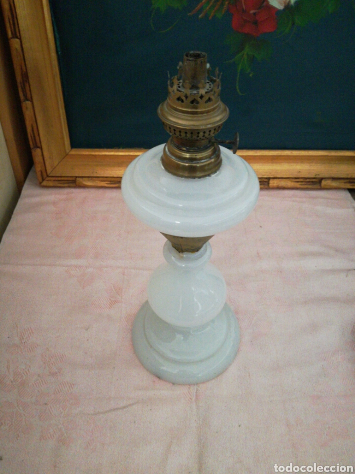 Antig&uuml;edades: Quinque de opalina reparado - Foto 7