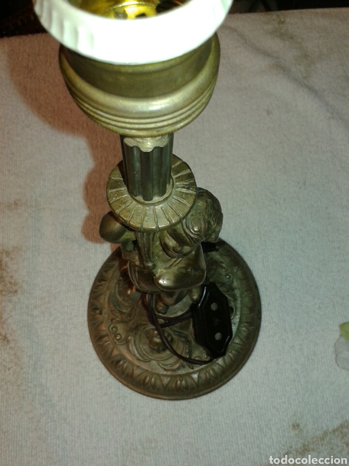 Antig&uuml;edades: LAMPARA ANGELITO BRONCE - Foto 3
