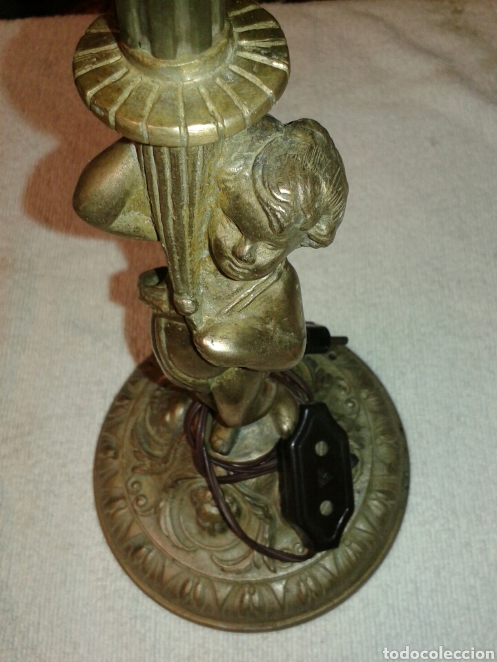 Antig&uuml;edades: LAMPARA ANGELITO BRONCE - Foto 4