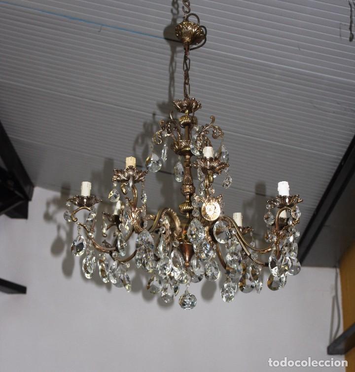 Antig&uuml;edades: Lampara: cristal, bronce, 8 brazos . Ref. 6031 - Foto 1